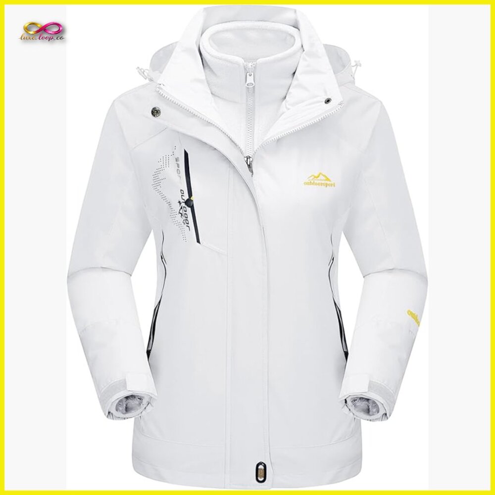 Waterproof Windproof Fleece Lined 3-in-1 Ski Jacket Parka‎ Winter Coat